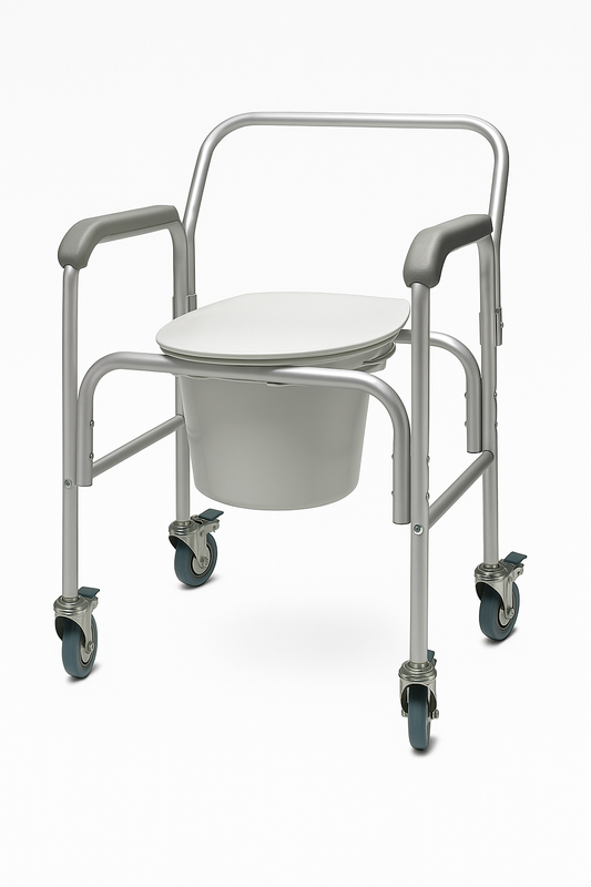 3 in 1 Aluminum Commode Back Bar and Casters