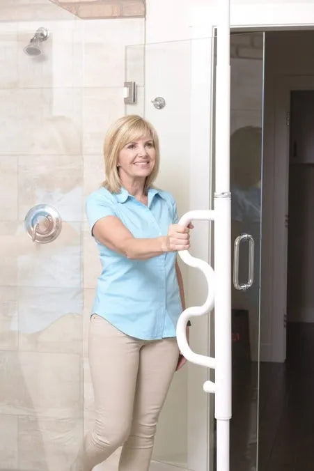 Security Pole and Pivoting Curve Grab Bar