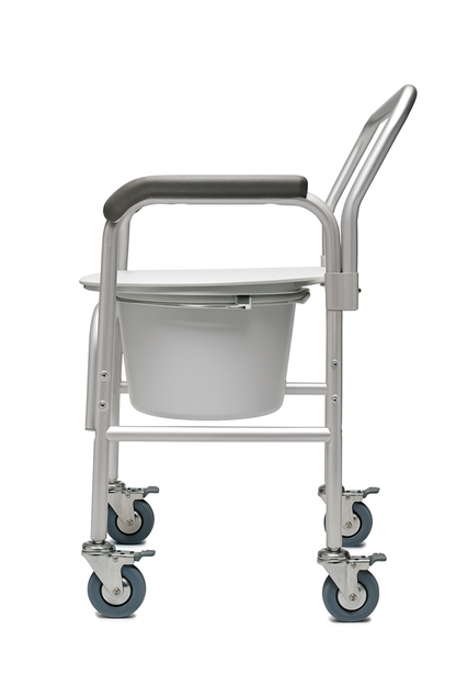 3 in 1 Aluminum Commode Back Bar and Casters
