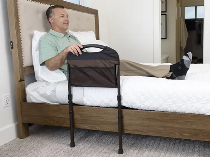 Bed Rail for Support and Safety with Organizer