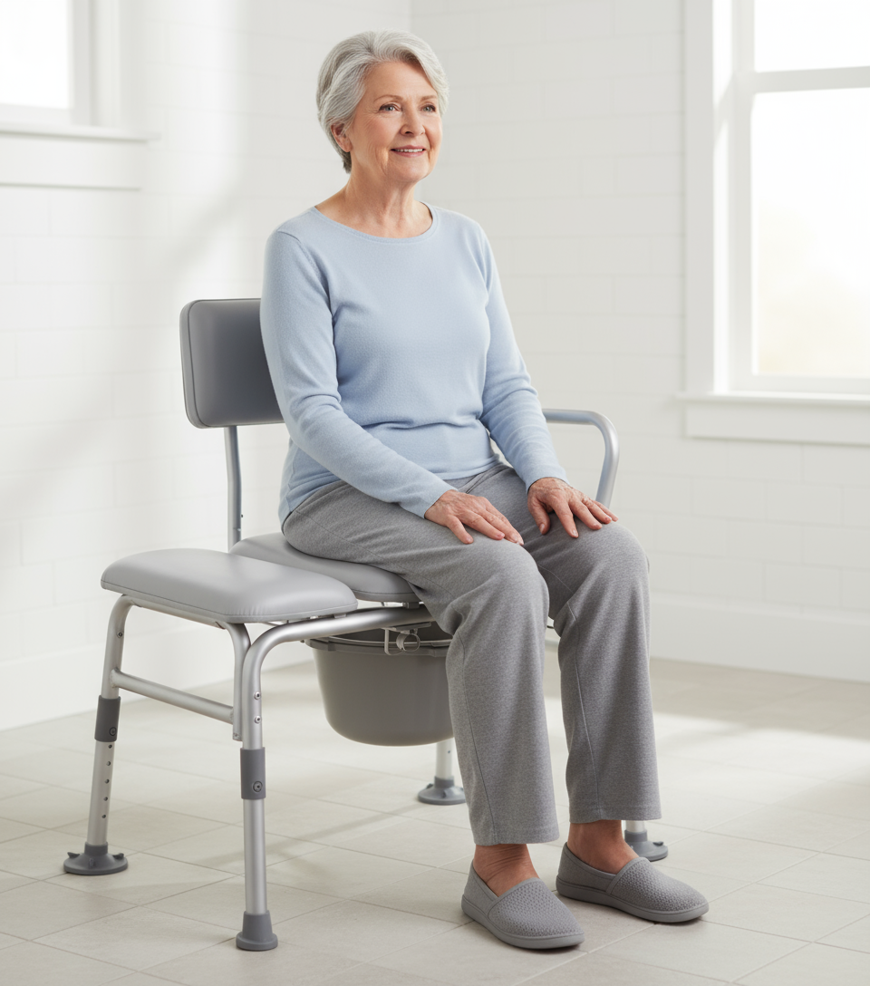 Drive Padded Seat Transfer Bench with Commode Opening