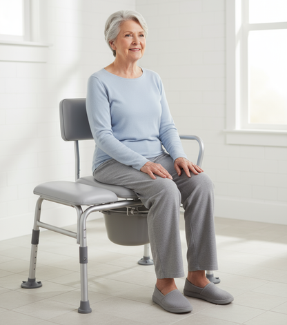 Drive Padded Seat Transfer Bench with Commode Opening