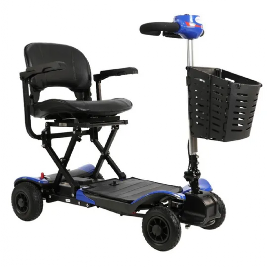 Optimus Automatic Folding Mobility Scooter by Discover My Mobility, Compact Design, 300 lbs Weight Capacity, Adjustable Armrest Width