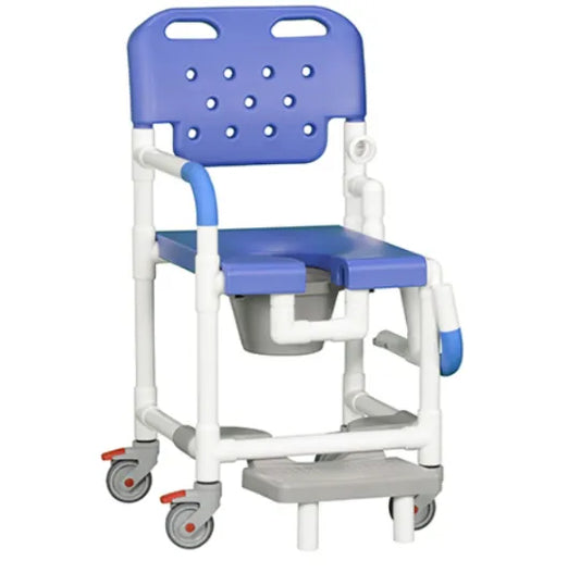 IPU Platinum Drop Arm Shower Chair Commode With Footrest