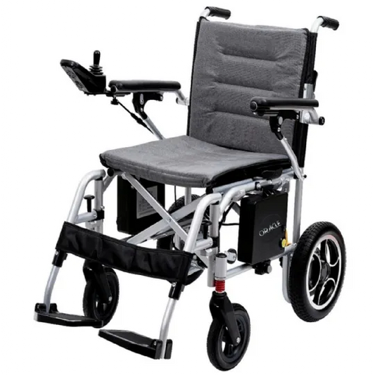 Oracle Super Light Foldable Electric Wheelchair by Discover My Mobility, Lightweight, Flat Free Tires, 350 lbs Weight Capacity