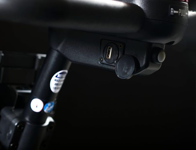 Close-up image of Buzzaround XL 4-Wheel Travel Scooter