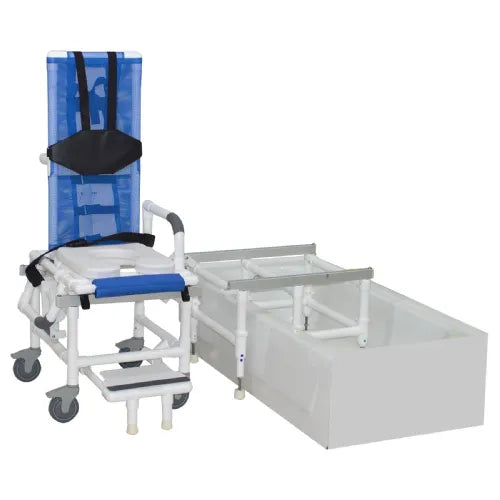 Close-up image of Deluxe All Purpose Tilt-in-Space Shower Transfer Chair with 300 lb. Weight Capacity and One Step Lock System