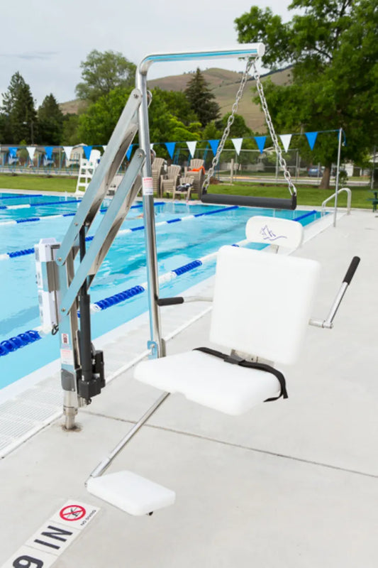 Traveler Long Reach ADA Pool Lift With 360-Degree Rotation and 350 lbs. Capacity by Spectrum Aquatics