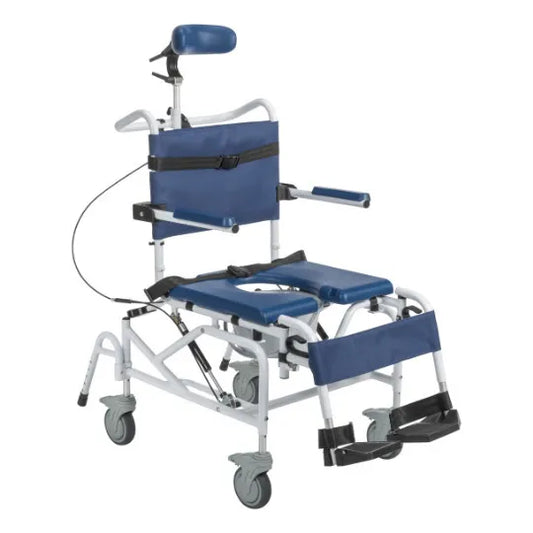 30-Degree Tilting Aluminum Shower Commode Chair | Versatile 3-in-1 Bathroom Aid