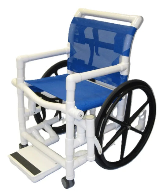 Shower Wheelchair with Sling Seat and Stainless-steel Wheels