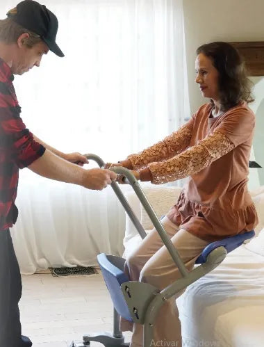 Sit to Stand Lift with Seat and Locking Wheels - 400 lbs Capacity - Ascend and Go by Mobile Patient Lift