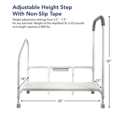 Bed Assist Step with Safety Rail for Bariatric Patients and LED Light