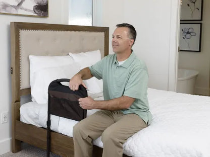 Bed Rail for Support and Safety with Organizer