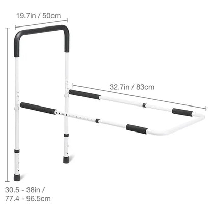 Adjustable Bed Assist Rail with Padded Handle for Safe Mobility and Fall Prevention by Mabis HealthSmart