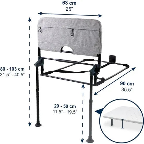 Bed Assist Rail with Legs, Adjustable and Folding with Storage Pockets by KMINA