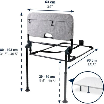 Bed Assist Rail with Legs, Adjustable and Folding with Storage Pockets by KMINA