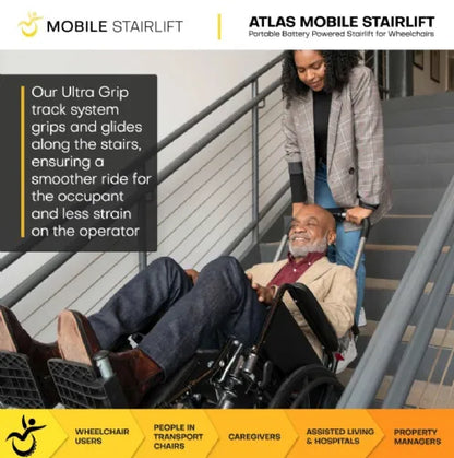 Wheelchair Stair Lift with 440 lbs. Capacity | Portable Stair Climber Atlas Wheelchair Lift