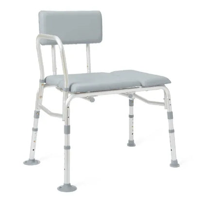 Medline Padded Transfer Bench for Bathtub and Shower - Height Adjustable with Back and Arm Rests - 400 lb. Weight Capacity