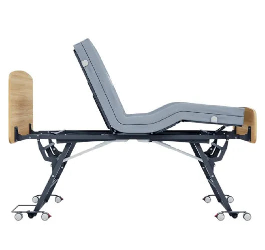 Accora Contessa Floor Bed for Fall Prevention - Adjustable Low Bed with Wood Finish