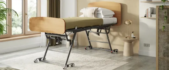 Accora Contessa Floor Bed for Fall Prevention - Adjustable Low Bed with Wood Finish