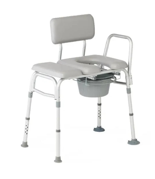 Medline Transfer Bench with Commode - 300 lbs. Weight Capacity