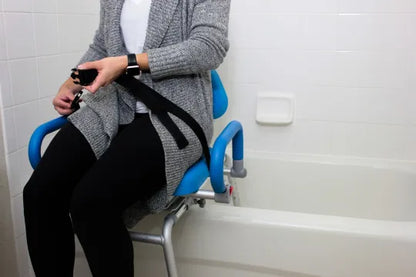 Carousel Sliding Shower Chair Transfer Bench with Swivel Seat and PowerSlide Capability with Push Button Electric Travel