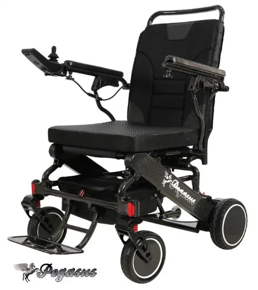 Pegasus Electric Wheelchairs by Discover My Mobility, Folding Carbon Fiber Frame, Standard and Bariatric Models Available