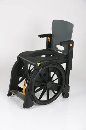 Close-up image of Seatara WheelAble Folding Commode Shower Chair with Self Propel