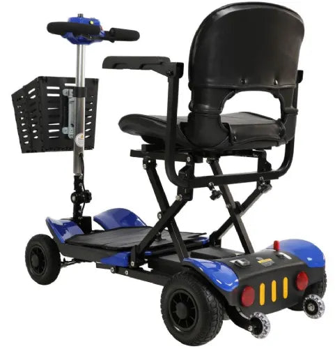 Close-up image of Optimus Automatic Folding Mobility Scooter by Discover My Mobility, Compact Design, 300 lbs Weight Capacity, Adjustable Armrest Width