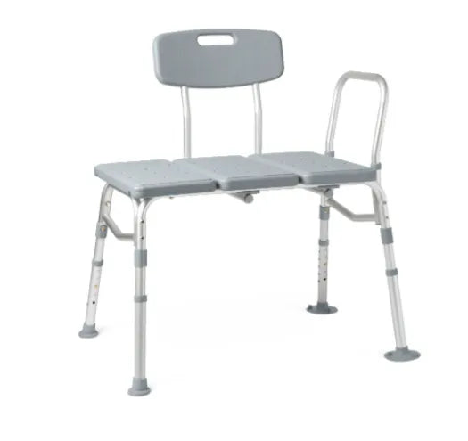 Close-up image of Shower and Bathtub Transfer Bench with Back Rest and Extra Safety Side Arm - 400 Pound Weight Capacity by Medline
