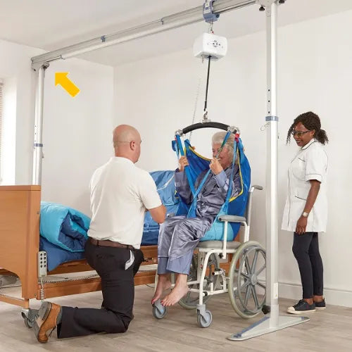Close-up image of Portable Overhead Ceiling Lift Track and Lift Motor | 440 lbs with Adjustable Height Range by Mackworth