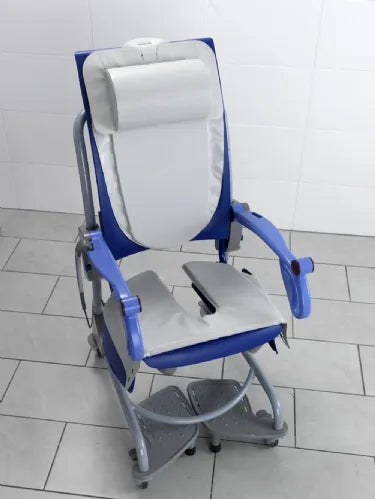 Close-up image of Carino Height-Adjustable Shower and Hygiene Commode Chair by ArjoHuntleigh (FULLY ASSEMBLED)