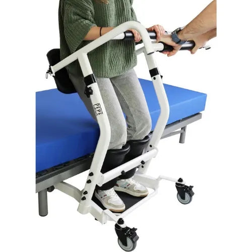 Close-up image of Sit to Stand Lift with Locking Casters and 396 Lbs Capacity by PEPE