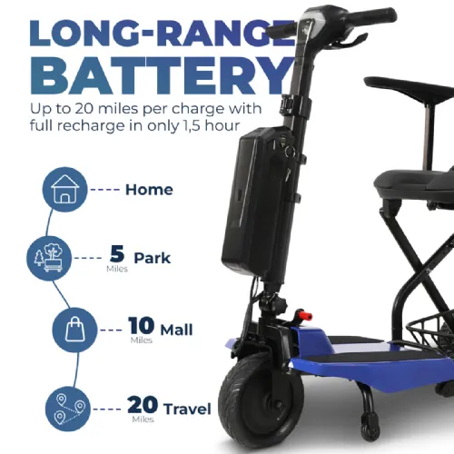 Super Light Flight 3 Wheel Mobility Scooter by Discover My Mobility, Ultra Lightweight, FAA Airline Approved, 265 lbs Weight Capacity
