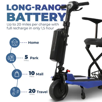 Super Light Flight 3 Wheel Mobility Scooter by Discover My Mobility, Ultra Lightweight, FAA Airline Approved, 265 lbs Weight Capacity
