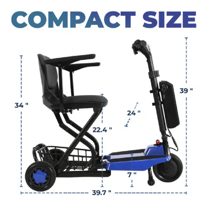 Super Light Flight 3 Wheel Mobility Scooter by Discover My Mobility, Ultra Lightweight, FAA Airline Approved, 265 lbs Weight Capacity