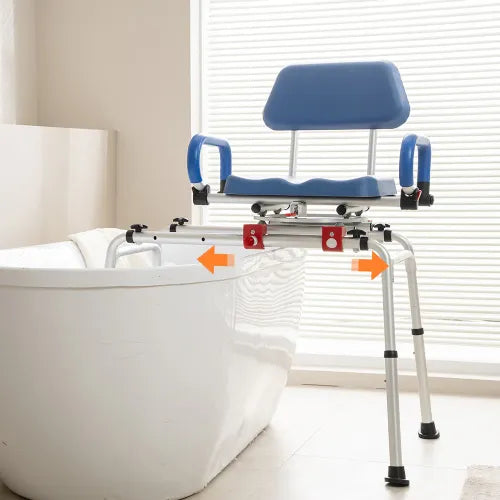 Close-up image of AX19 Sliding Shower Transfer Bench by VOCIC