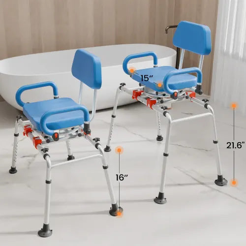 Close-up image of AX19 Sliding Shower Transfer Bench by VOCIC