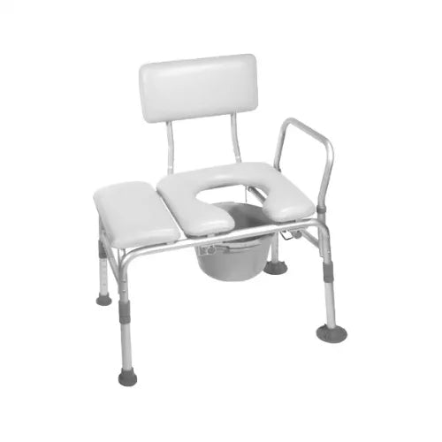 Close-up image of Rhythm Healthcare Padded Transfer Bench with Arm Rest and Back - 400 lb. Weight Capacity
