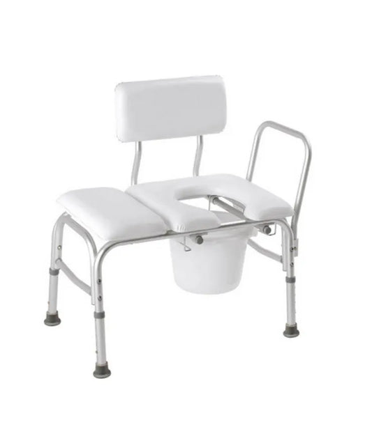 Carex Vinyl Padded Tub Transfer Bench with Seat Cut Out and Pail - 300 lb. Weight Capacity