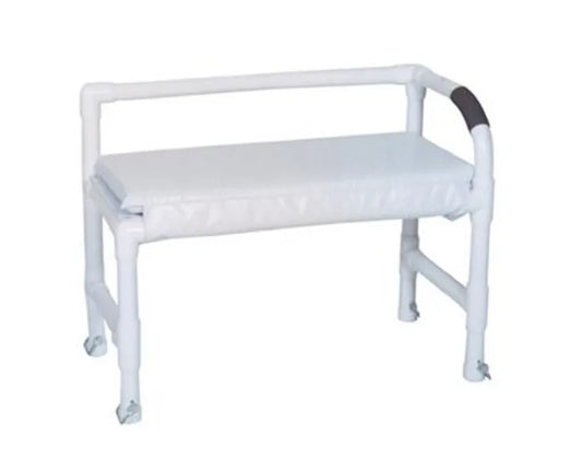 Padded Bath and Shower Transfer Bench with Antibacterial Cushion and Back Rest Railing - 250 lb. Weight Capacity