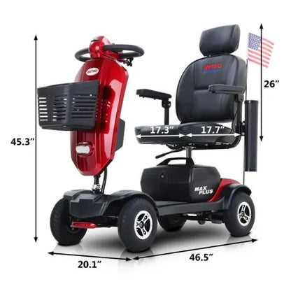MAX PLUS Mobility Scooter with 300 Pounds Weight Capacity and Electromagnetic Brake by Metro Mobility