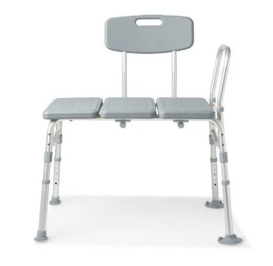 Shower and Bathtub Transfer Bench with Back Rest and Extra Safety Side Arm - 400 Pound Weight Capacity by Medline