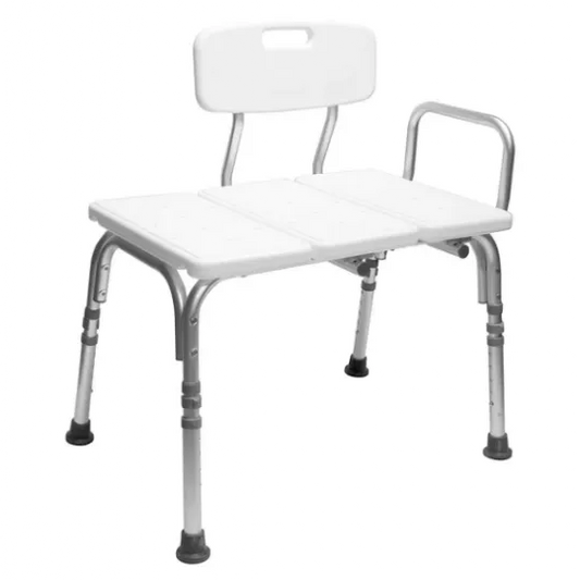 Carex Bathtub Transfer Bench with Back and Arm Rests Features Height Adjustable Legs and 300 lb. Weight Capacity