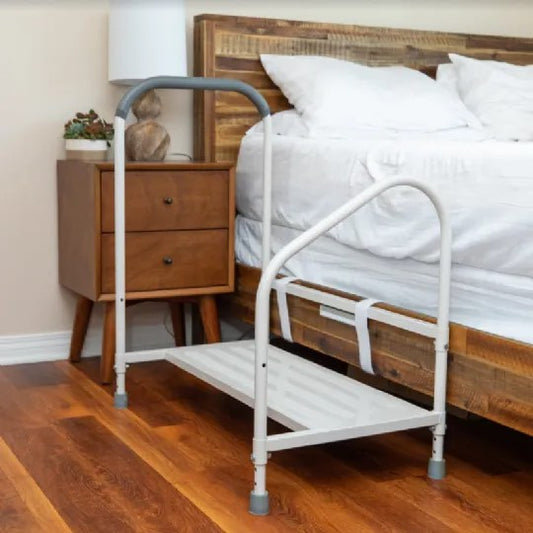 Bed Assist Step with Safety Rail for Bariatric Patients and LED Light