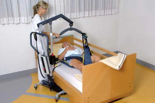 Power Patient Lift with Sling, Adjustable Legs & Wall Protection, 365-lb. Standard Capacity, Fionia by Polaris Medical