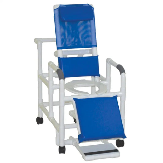 Reclining Shower Chair With Sliding Footrest And Deluxe Elongated Open Front Seat